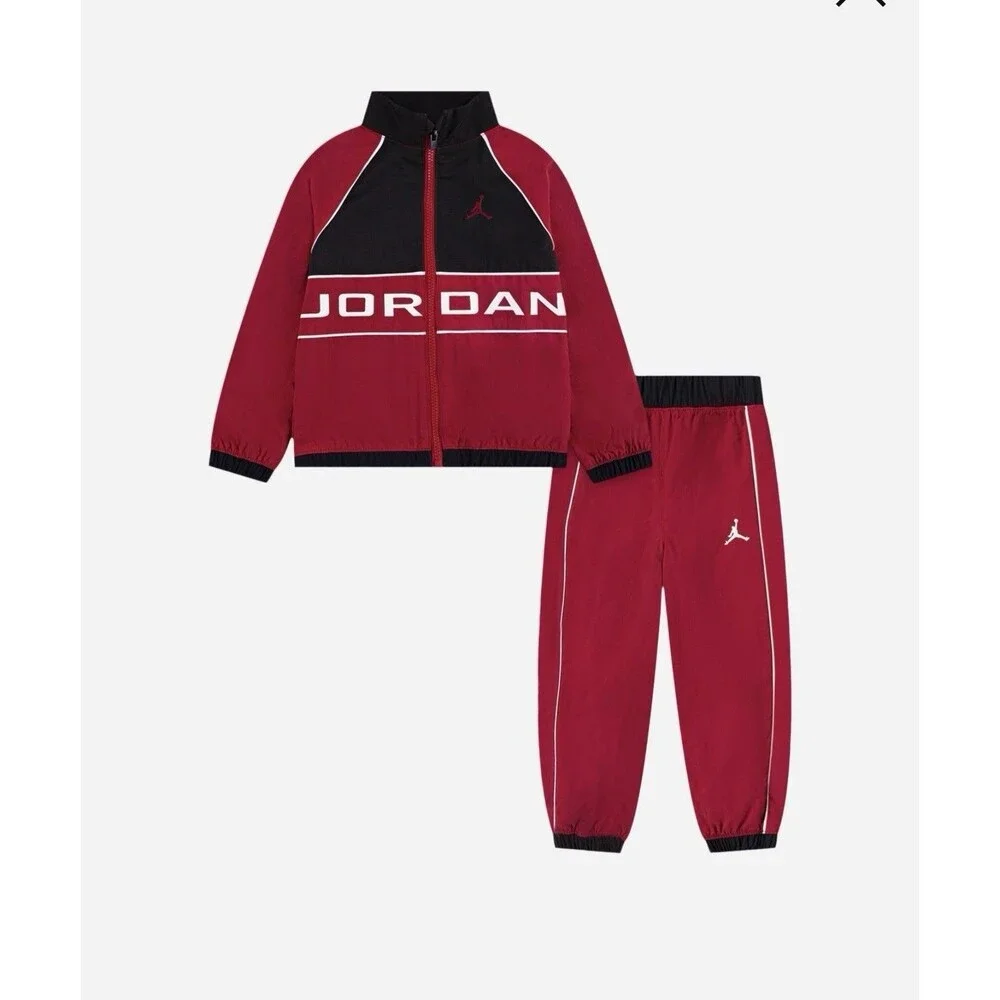 NWT Jordan Wind Breaker Piping Set Full Zip Long Sleeve/Jogger Red Toddler 2T